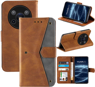 Autofocus Flip Cover for Lava Yuva 5G(Brown, Camera Bump Protector, Pack of: 1)