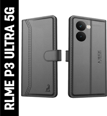 AIBEX Flip Cover for Realme P3 Ultra 5G|Premium Leather Finish | Magnetic Closure | Kickstand Feature(Black, Magnetic Case, Pack of: 1)