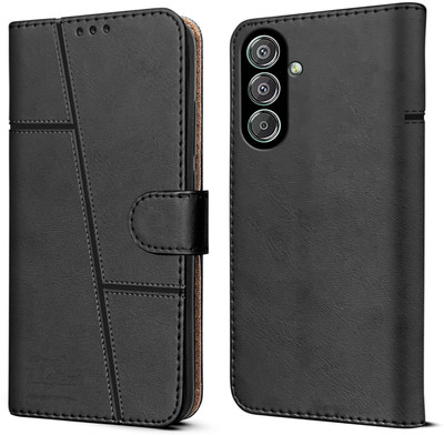 NIMMIKA ENTERPRISES Flip Cover for Samsung Galaxy F15 5G(Premium Leather Material | 360-degree protection | Stand Feature)(Black, Dual Protection, Pack of: 1)