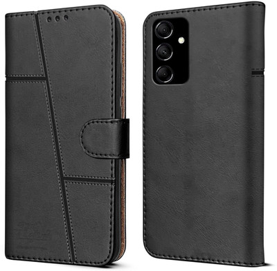 NIMMIKA ENTERPRISES Flip Cover for Samsung Galaxy M34 5G(Premium leather material | 360-degree protection | Stand function)(Black, Dual Protection, Pack of: 1)