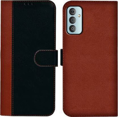 Mycos Flip Cover for Samsung Galaxy F23 5G(Black, Brown, Shock Proof, Pack of: 1)