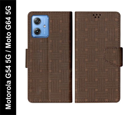 SBMS Flip Cover for Motorola Moto G64 5G / Motorola Moto G54 5G(Brown, Shock Proof, Pack of: 1)