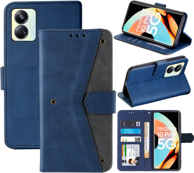 Autofocus Flip Cover for realme 10 Pro Plus 5G(Blue, Camera Bump Protector, Pack of: 1)