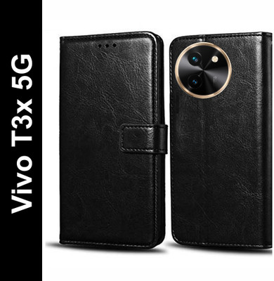 Wynhard Flip Cover for Vivo T3x 5G(Black, Grip Case, Pack of: 1)