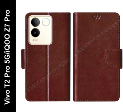 SBMS Flip Cover for iQOO Z7 Pro 5G / Vivo T2 Pro 5G(Brown, Shock Proof, Pack of: 1)