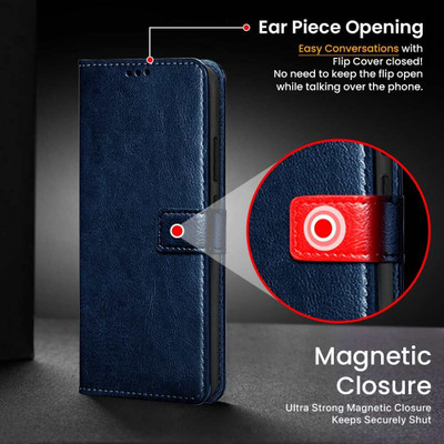 COVERHEAD Flip Cover for Back Cover for OPPO K13 5G- Leather Flip Cover(Blue, Grip Case, Pack of: 1)(Blue, Camera Bump Protector, Pack of: 1)