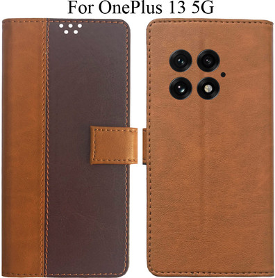 MAXSHOPY Flip Cover for OnePlus 13 5G(Brown, Magnetic Case)