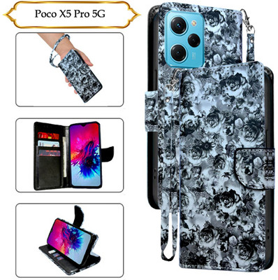SALGO Flip Cover for Poco X5 Pro 5G(Black, Pack of: 1)