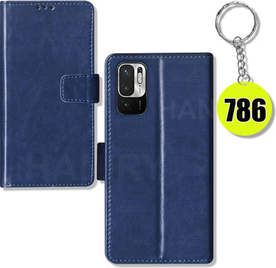 HANIRY Flip Cover for Redmi Note 10T 5G flip cover | flip cover M2103K19I | Free Keychain 786 | Blue(Blue, Magnetic Case, Pack of: 1)