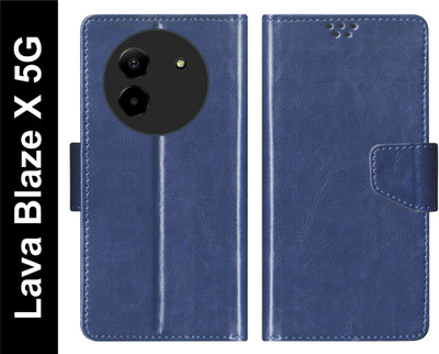 SBMS Flip Cover for Lava Blaze X 5G Back Cover Case with Magnatic Closure(Blue, Shock Proof, Pack of: 1)
