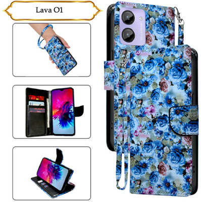 SALGO Flip Cover for Lava O1(Blue, Pack of: 1)