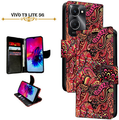Cutemart Flip Cover for vivo T3 Lite 5G(Red, Pack of: 1)