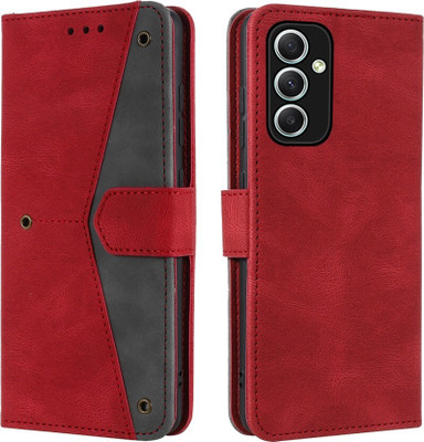 Aarov Flip Cover for Samsung Galaxy F54 5G(Red, Dual Protection)
