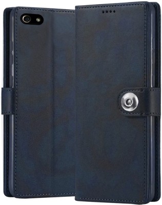 COOLZY Flip Cover for Gionee F103 Pro, Stylish Luxury Material Back Cover(Blue, Shock Proof, Pack of: 1)