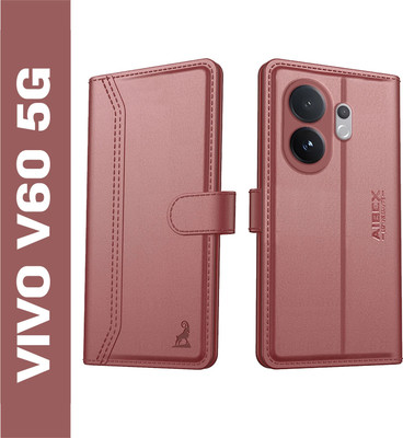 AIBEX Flip Cover for Vivo T4 Pro 5G / Vivo V60 5G| Premium Leather Finish | Magnetic Closure |Kickstand Feature(Brown, Magnetic Case, Pack of: 1)
