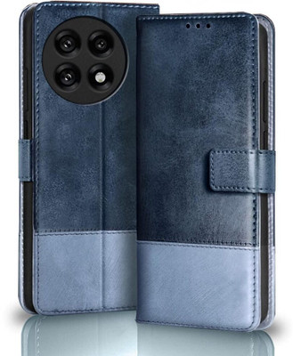 PAKME XUSIVE Flip Cover for OnePlus 13R 5G -Dual-Color Leather Finish Wallet - Sky Blue(Multicolor, Dual Protection)