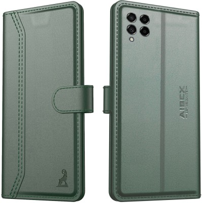 AIBEX Flip Cover for Samsung Galaxy M53 5G|Vegan PU Leather |Foldable Stand & Pocket |Magnetic Closure(Green, Cases with Holder, Pack of: 1)