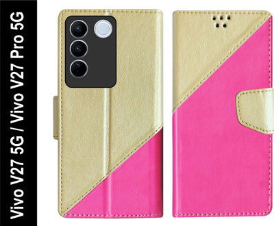 SBMS Flip Cover for Vivo V27 5G / Vivo V27 Pro 5G Back Cover Case with Magnatic Closure(Pink, Shock Proof, Pack of: 1)
