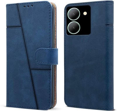 spaziogold Flip Cover for Vivo Y36 2023(Premium Leather Material | Built-in Stand | Card Slots and Wallet)(Blue, Dual Protection, Pack of: 1)