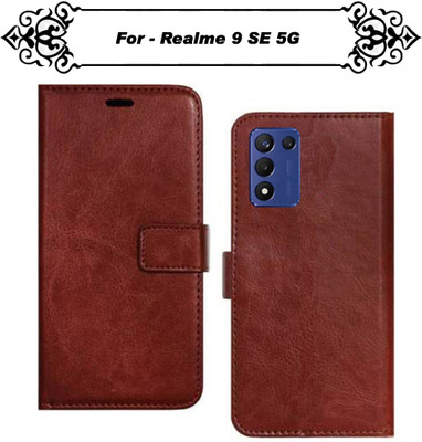 Asmart Flip Cover for Realme 9 SE 5G(Brown, Pack of: 1)