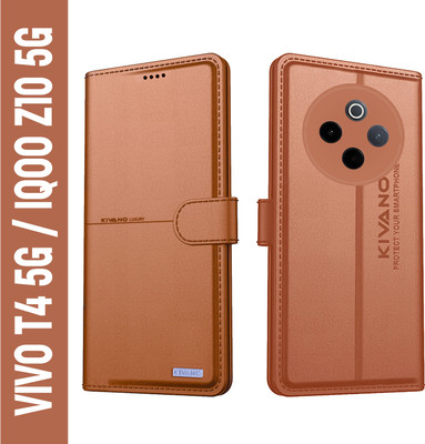 KIVANO Flip Cover for Vivo T4 5G / IQOO Z10 5G|Premium Leather Wallet Case|Magnetic Closure|Stand Function(Brown, Magnetic Case, Pack of: 1)
