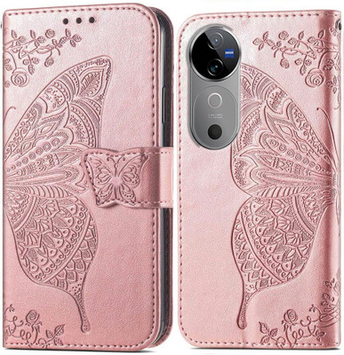 Clickcase Flip Cover for vivo V40 5G(Pink, Dual Protection)