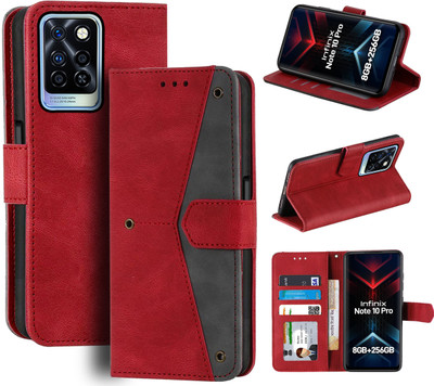 Unistuff Flip Cover for Infinix Note 10 Pro(Red, Camera Bump Protector, Pack of: 1)