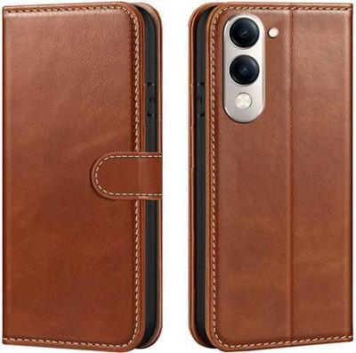 Wearit Flip Cover for vivo T4 Lite 5G(Brown, Dual Protection, Pack of: 1)