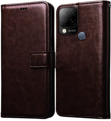 Never Late Flip Cover for Infinix Hot 10s(Brown, Grip Case, Pack of: 1)