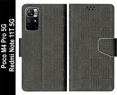 SBMS Flip Cover for Redmi Note 11T 5G / Poco M4 Pro 5G(Black, Shock Proof, Pack of: 1)