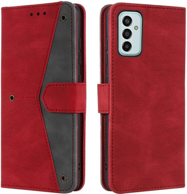 Aarov Flip Cover for Samsung Galaxy F13 4G(Red, Dual Protection)