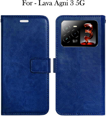SHANNO Flip Cover for Lava Agni 3 5G(Blue, Pack of: 1)
