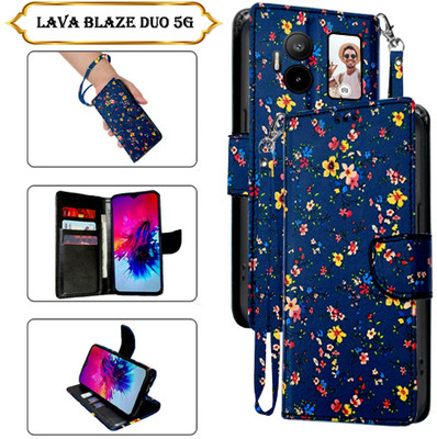 SALGO Flip Cover for Lava Blaze Duo 5G(Blue, Pack of: 1)