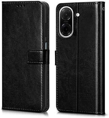 OZitune Back Cover for Redmi A5 | Poco C71, Leather Finish(Black, Cases with Holder, Pack of: 1)