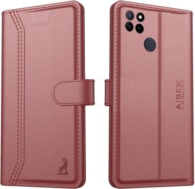 AIBEX Flip Cover for Realme C21|Vegan PU Leather |Foldable Stand & Pocket |Magnetic Closure(Brown, Cases with Holder, Pack of: 1)