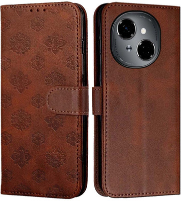 mehra Flip Cover for Tecno SPARK GO 1 Full Coverage With Proctection(Brown, Dual Protection, Pack of: 1)