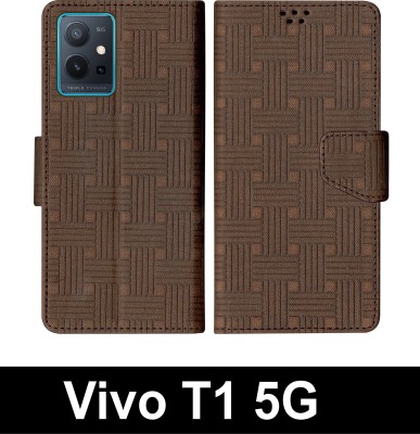 SScase Flip Cover for Vivo T1 5G(Brown, Shock Proof, Pack of: 1)