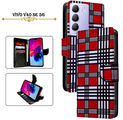 Cutemart Flip Cover for Vivo V40 SE 5G(Red, Pack of: 1)