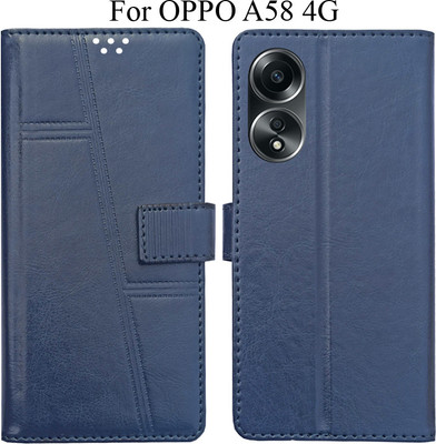 MYSHANZ Flip Cover for Oppo A58 A58 4G(Blue, Magnetic Case, Pack of: 1)