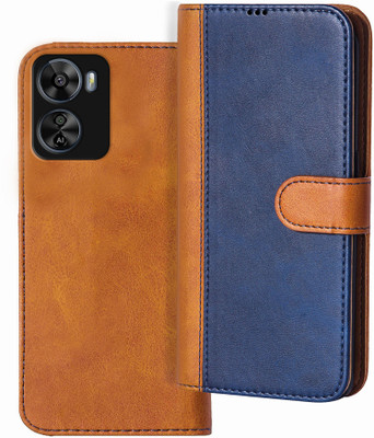 Knotyy Flip Cover for LAVA Blaze Pro 5G(Blue, Brown, Dual Protection, Pack of: 1)