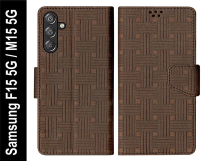 SBMS Flip Cover for Samsung Galaxy F15 5G / Samsung Galaxy M15 5G Back Cover Case(Brown, Shock Proof, Pack of: 1)