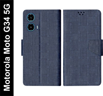 SBMS Flip Cover for Motorola Moto G34 5G(Blue, Shock Proof, Pack of: 1)