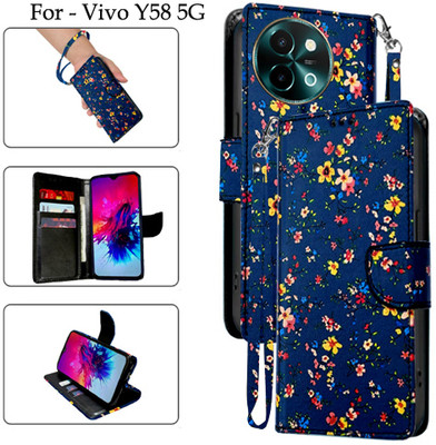 Cutemart Flip Cover for Vivo Y58 5G(Blue, Pack of: 1)
