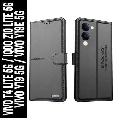 KIVANO Flip Cover for Vivo T4 Lite 5G / iQOO Z10 Lite 5G / Vivo Y19 5G / Vivo Y19e|Premium Leather Wallet Case(Black, Magnetic Case, Pack of: 1)