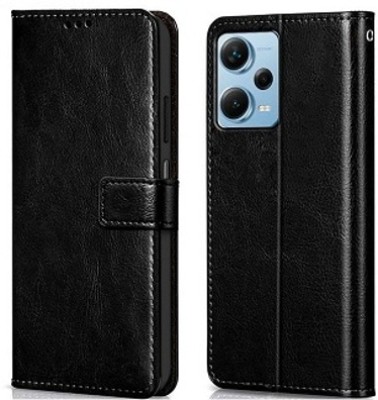 AKSP Flip Cover for Redmi Note 12 Pro Plus 5G Leather Finish and Card Pockets(Black, Magnetic Case, Pack of: 1)
