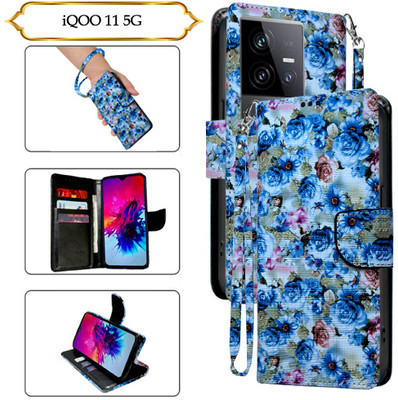 Asmart Flip Cover for iQOO 11 5G(Blue, Pack of: 1)