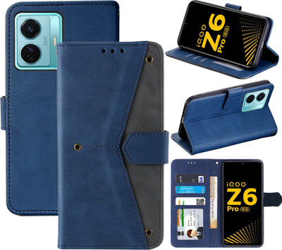 Autofocus Flip Cover for IQOO Z6 Pro 5G(Blue, Camera Bump Protector, Pack of: 1)