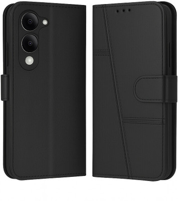 FoneShield Flip Cover for Vivo T4 Lite 5G / iQOO Z10 Lite 5G / Vivo Y19 5G / Vivo Y19e, |Premium Leather(Black, Magnetic Case, Pack of: 1)