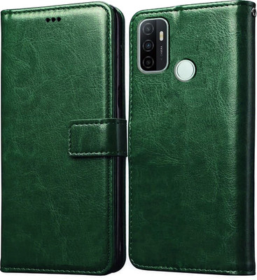 Casotec Flip Cover for Oppo A53, Oppo A33 (2020)(Green, Pack of: 1)
