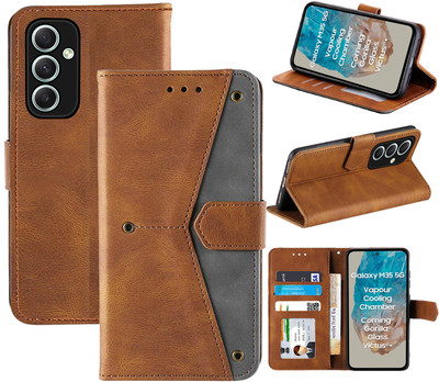 Autofocus Flip Cover for Samsung Galaxy M35 5G(Brown, Camera Bump Protector, Pack of: 1)
